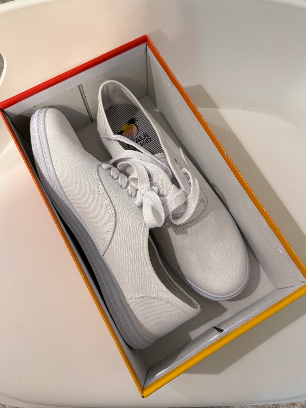 Women’s White Canvas Lace-Up Sneakers